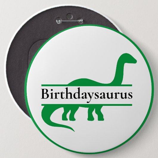 Groene Dinosaurus Verjaardag Button (Voorkant /achterkant)