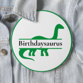 Groene Dinosaurus Verjaardag Button (In situ)