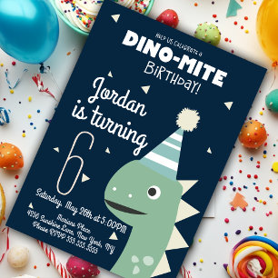 Groene Dinosaurus Verjaardagsconfetti Uitnodiging