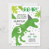 Groene dinosaurus verjaardagsuitnodiging kaart (Voorkant)