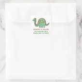 Groene Dinosaurus, Vierkante Adresetiketten Sticker (Tas)