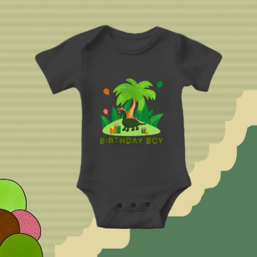 Groene dinosaurus voor verjaardagsfeestje romper