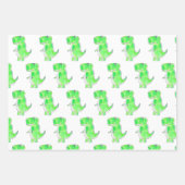 Groene Dinosaurus Waterverf Tekening Inpakpapier Vel (Voorkant)