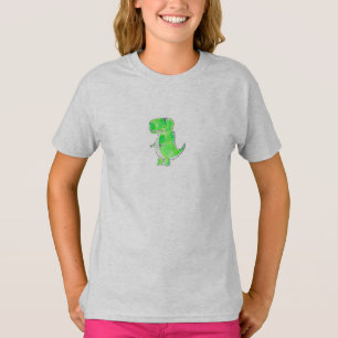 Groene Dinosaurus Waterverf Tekening T-shirt