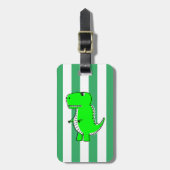 Groene dinosaurus witte groene strepen  bagagelabel (Voorkant verticaal)