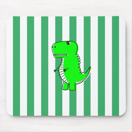 Groene dinosaurus witte groene strepen muismat (Voorkant)