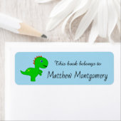 Groene dinosaurusboek cartoon label voor kinderen (Insitu)