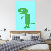 Groene dinosaurusmonster, digitale Kinder kunst :) Canvas Afdruk (Insitu (Slaapkamer))
