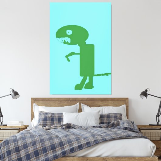 Groene dinosaurusmonster, digitale Kinder kunst :) Canvas Afdruk (Insitu (Slaapkamer))