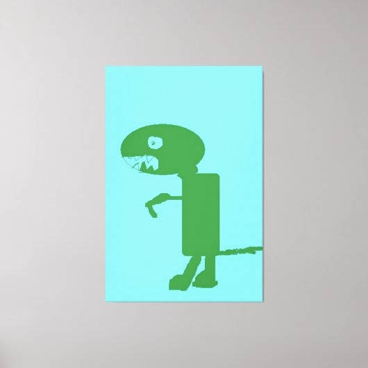 Groene dinosaurusmonster, digitale Kinder kunst :) Canvas Afdruk (Voorkant)