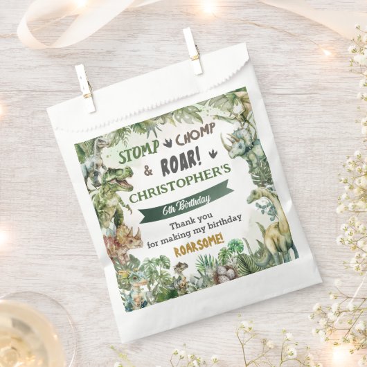 Groene Dinosaurussen Jurassic Boy Verjaardagsfeest Bedankzakje (Geknipt)