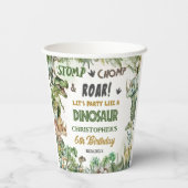 Groene Dinosaurussen Jurassic Boy Verjaardagsfeest Papieren Bekers (Achterkant)