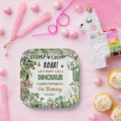 Groene Dinosaurussen Jurassic Boy Verjaardagsfeest Papieren Bordje (Feest)