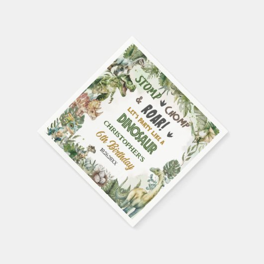 Groene Dinosaurussen Jurassic Boy Verjaardagsfeest Servet (Hoek)