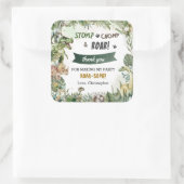 Groene Dinosaurussen Jurassic Boy Verjaardagsfeest Vierkante Sticker (Tas)