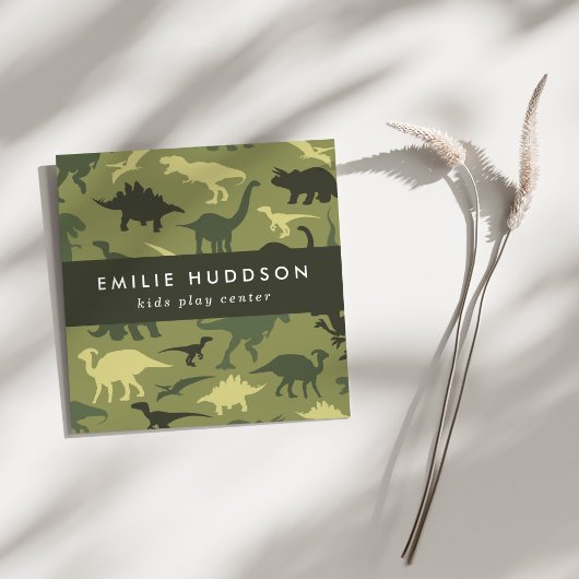 Groene dinosaurussen, Kinder Play Center, Activite Vierkante Visitekaartje