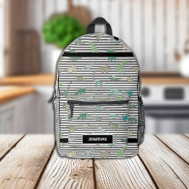 Groene dinosaurussen met zwarte en witte strepen bedrukte rugzak