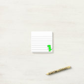 Groene dinosaurustekening, gebrand 3x3 post-it® notes (Op bureau)