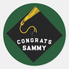 Groene diploma felicitaties ronde sticker