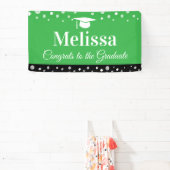 Groene diplomafeestbanner aangepaste naam spandoek (Insitu)