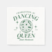 Groene Disco Ball Retro Bachelorette Party Servet (Voorkant)