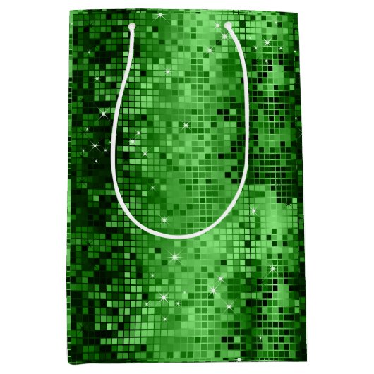 Groene Disco Glitter en Sparkles Medium Cadeauzakje (Voorkant)
