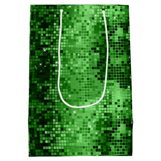 Groene Disco Glitter en Sparkles Medium Cadeauzakje (Achterkant)