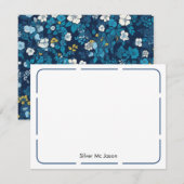 Groene Ditzy Floral Gepersonaliseerd Briefpapier Notitiekaartje (Voorkant / Achterkant)