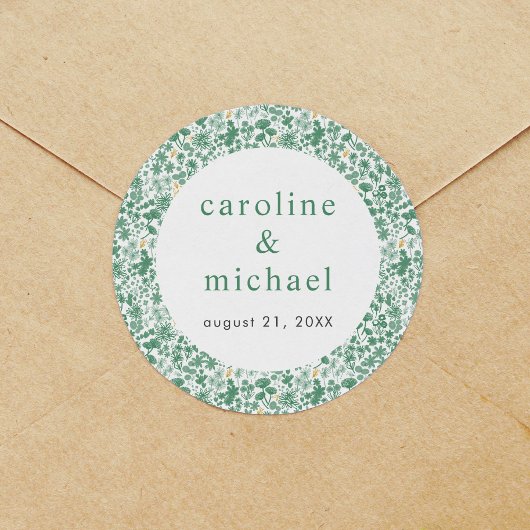  groene ditzy Floral Wedding Ronde Sticker