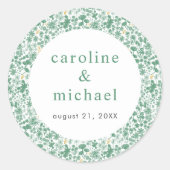  groene ditzy Floral Wedding Ronde Sticker (Voorkant)