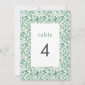  groene ditzy Floral Wedding Table Numbers Kaart (Voorkant)