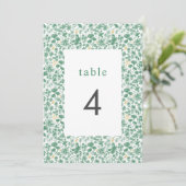  groene ditzy Floral Wedding Table Numbers Kaart (Staand voorkant)