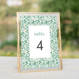  groene ditzy Floral Wedding Table Numbers Kaart