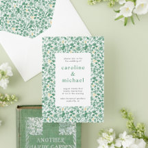 Groene Ditzy Floral Wedding Uitnodiging
