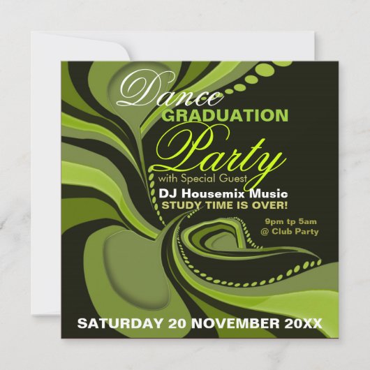 Groene Diva Afstudeerhuisfeest Uitnodiging (Voorkant)