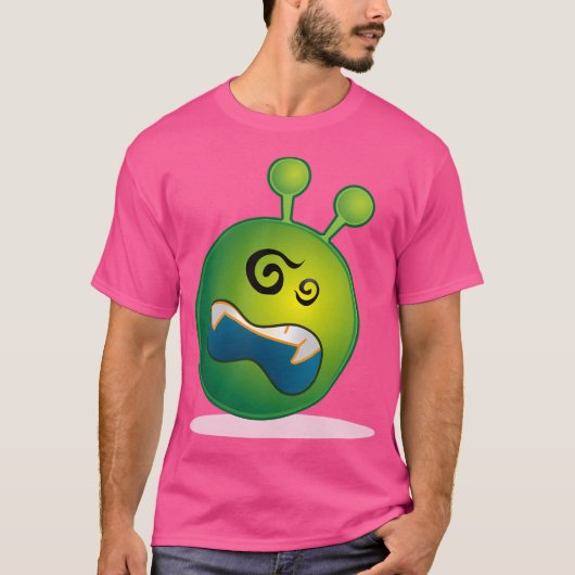 Groene Dizzy Alien Emoji T-shirt (Voorkant)