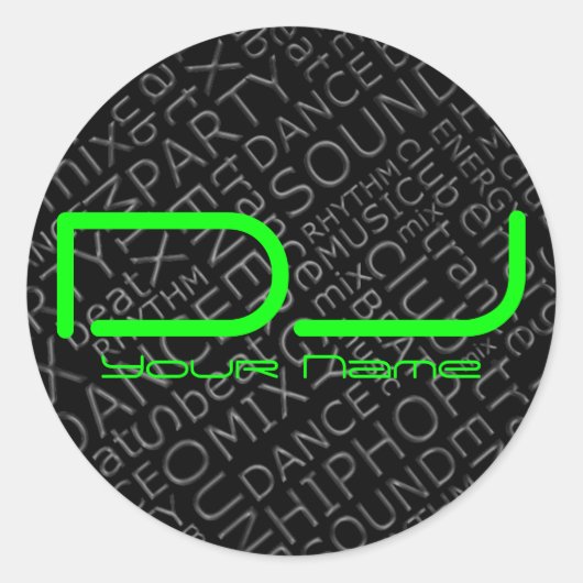 Groene DJ Sticker met Cool Achtergrond (Voorkant)