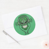 Groene DJ Sugar Skull Ronde Sticker (Envelop)