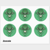 Groene DJ Sugar Skull Ronde Sticker (Vel)