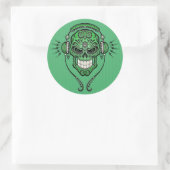 Groene DJ Sugar Skull Ronde Sticker (Tas)