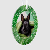 Groene doe-het-zelf zwarte konijn Kerstboom Ornament (voorkant)
