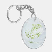 Groene dolfijn persoonlijke Sleutelhanger (Voorkant Links)