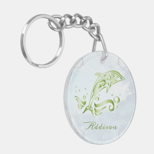 Groene dolfijn persoonlijke Sleutelhanger (Voorkant Links)