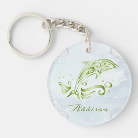 Groene dolfijn persoonlijke Sleutelhanger (Voorkant)