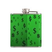Groene dollar teken geld heupfles (Achterkant)