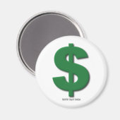 Groene Dollar Teken met Schuine stijl Magneet (Voorkant / Achterkant)