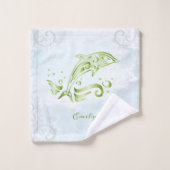 Groene Dolphin Personalized Bath Towel Set Bad Handdoek (Wasdoekje)