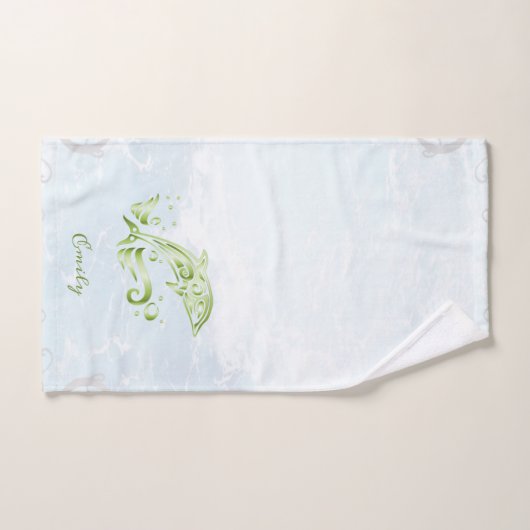 Groene Dolphin Personalized Bath Towel Set Bad Handdoek (Handdoek)
