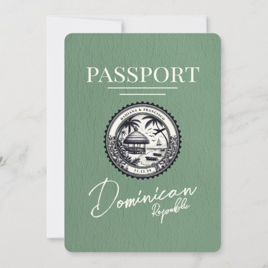 Groene Dominicaanse Republiek Paspoort bruiloft Kaart (Achterkant)