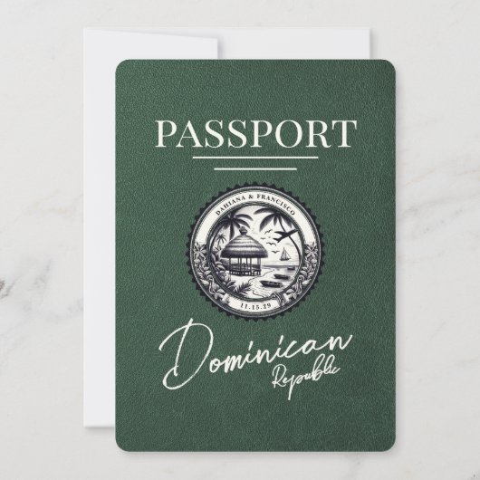 Groene Dominicaanse Republiek Paspoort bruiloft Kaart (Achterkant)